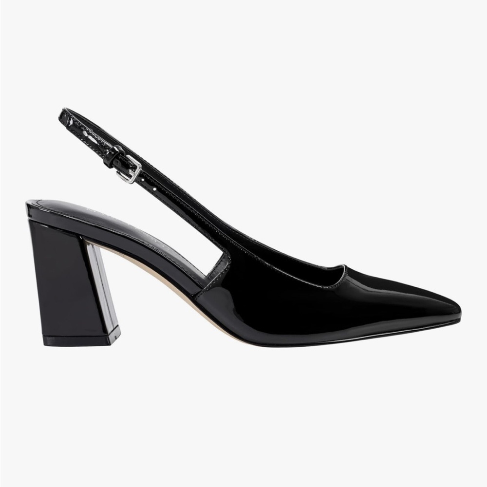 Black Patent Slingback Block Heels - Picture 3 of 7